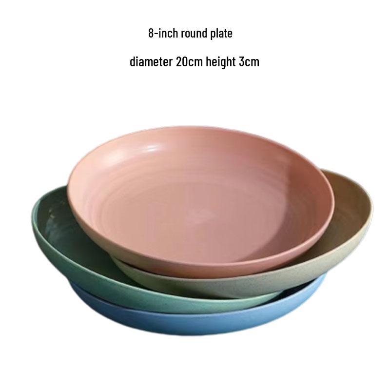 18cm Round Wheat Straw Plate for Snacks, Fruit, and Dining Table Use
