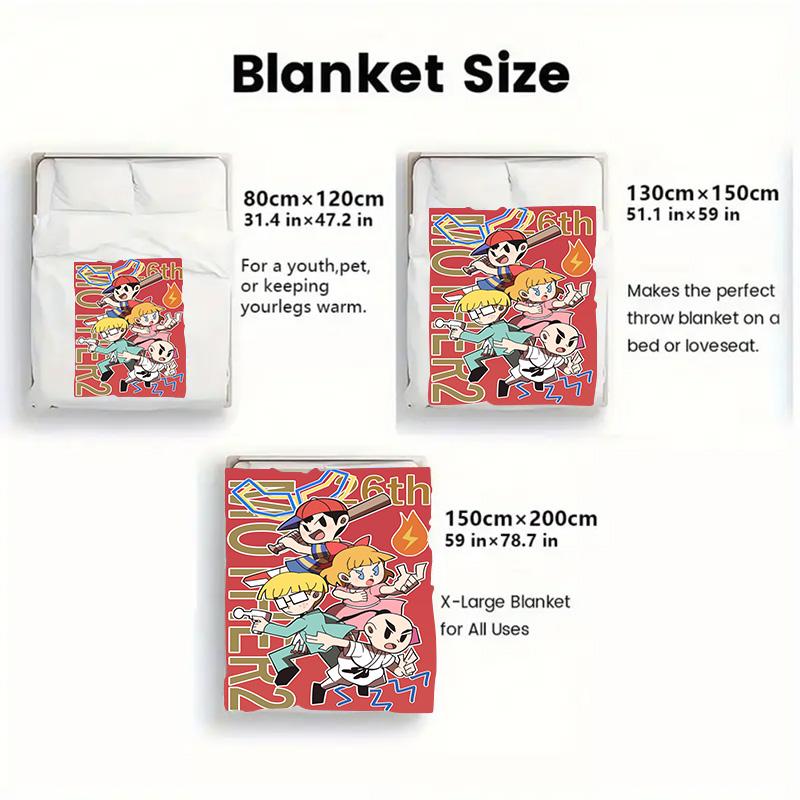 Retro Video Game Characters 2D Flat Pattern Flannel Blanket High quality All Seasons Warmth and Comfort Perfect for Christmas Gifts.PMT0914326