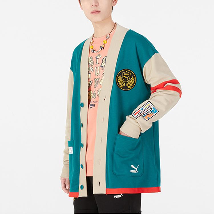 Puma Knitwear Unisex Green V Neck Moderate Cardigan 537004-90
