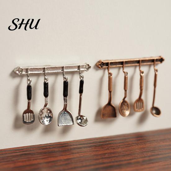5Pcs Kitchen Dollhouse Miniature Spoon Shovel Cookware Tools DIY Accessories Kit