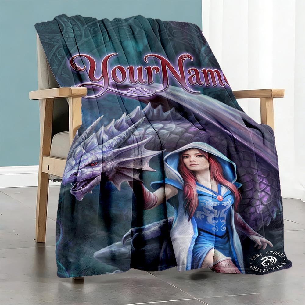 Gothic Illustrations Customize Your Name Blanket Multi-purpose Customizable Blanket Soft Warm Cozy Great for Picnics Office Chair Couch All-Season Use