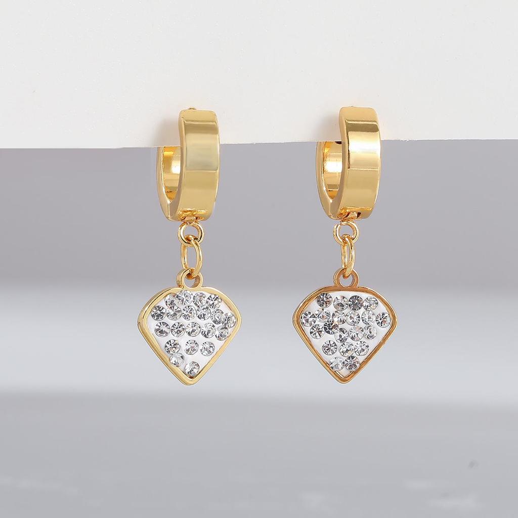 Elegant 18K Gold-Plated Stainless Steel Rhinestone Earrings for Women - Non-Fading Vintage Light Luxury Jewelry