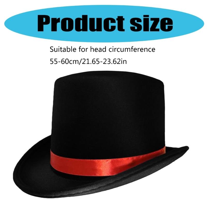 Elegant Magicians Hat with Ribbon for Stage/Casual Wear Magicians Costume