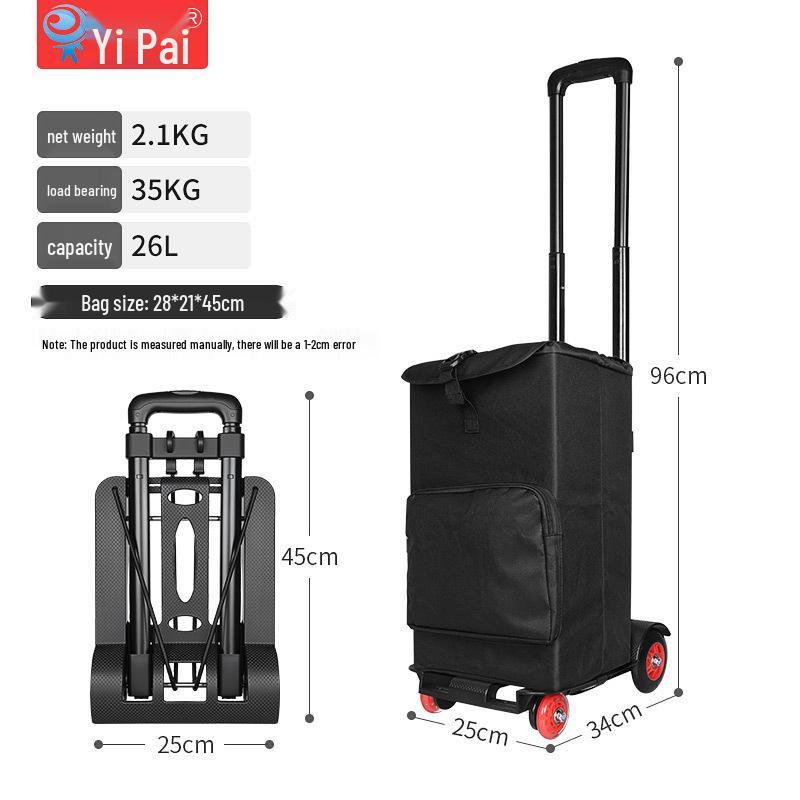 Carrello Pieghevole Compatto a Quattro Ruote: Timone portatile e resistente all'usura per shopping, bancarelle e trasporto bagagli
