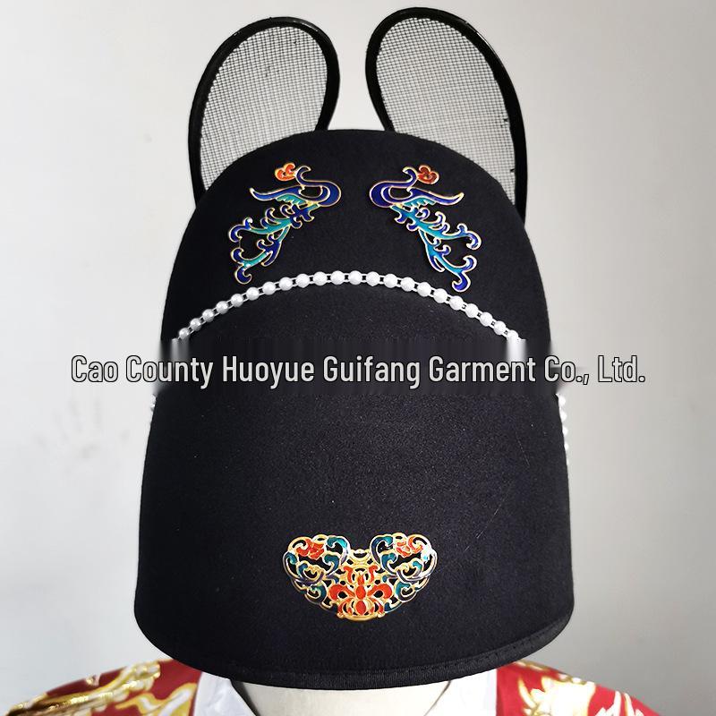 Ming-Dynastie Schwarzer Gaze Flügelkrone & Hanfu Fliegender Fisch Robe Set: Brokat-Schutzrobe mit Rundhalsausschnitt mit Bräutigams- und Kaisermützen für Männer & Frauen.