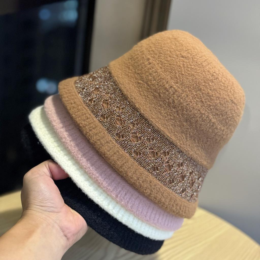 Korean-style Versatile Knitted Bucket Hat for Women, New Foldable Outdoor Breathable Small-face Fisherman Hat for Autumn and Winter