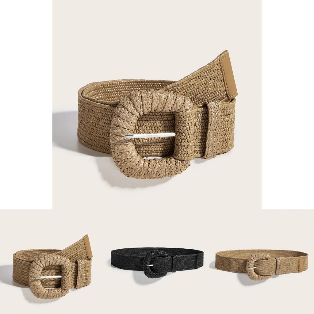 Retro Ethnic Pp Grass Braid Belt With D Shape Buckle For Festival Dresses And Fashion Outfits