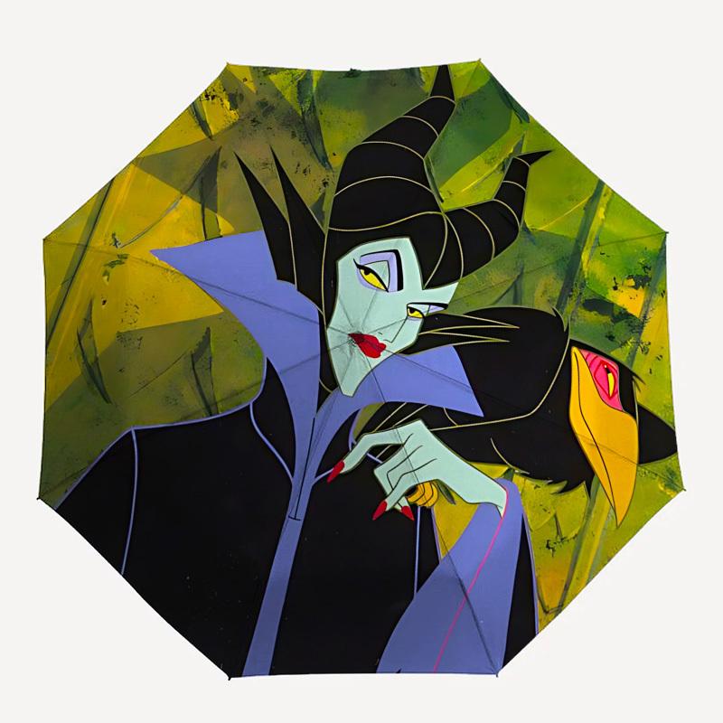 Maleficent, Crow Themed Automatic Opening and Closing Umbrella, Brightly Colored 8-rib Portable Umbrella, Suitable for Men and Women, A Perfect Gift f