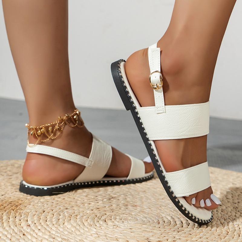 Large Flat Sandals for Women with Exposed Toes Simple and Casual