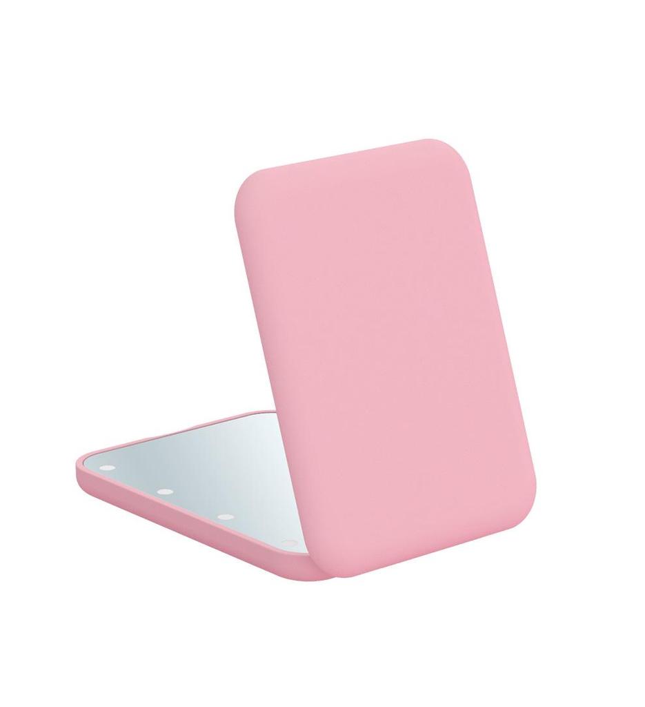 Portable LED Makeup Mirror with 2X Magnification - Handheld, Folding Design