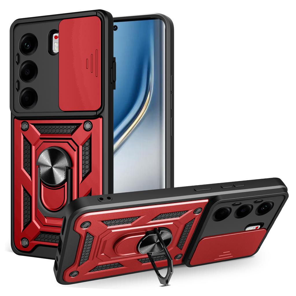 For TECNO Camon 40 Pro 4G Case with Slide Camera Lid PC+TPU Kickstand Phone Cover