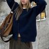 1011 autumn and winter new retro lazy wind crew neck sweater women's coat loose and thin, with knitted cardigan
