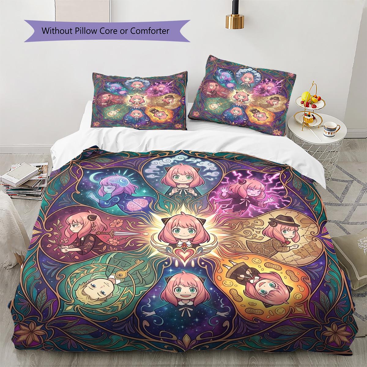 

Anya Forger Pattern Bedding Quilt Set Quilt Cover Pillowcase Home Decoration Birthday Gift (1 * duvet cover + 2 * pillowcase, without core) 135x200cm