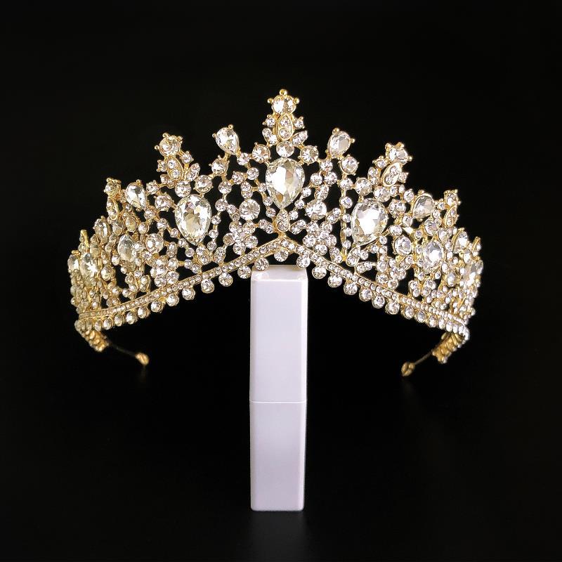 

Transparent Gray Rhinestone Crystal Baroque Bridal Crown European Style Tiara Crown Accessories Headband