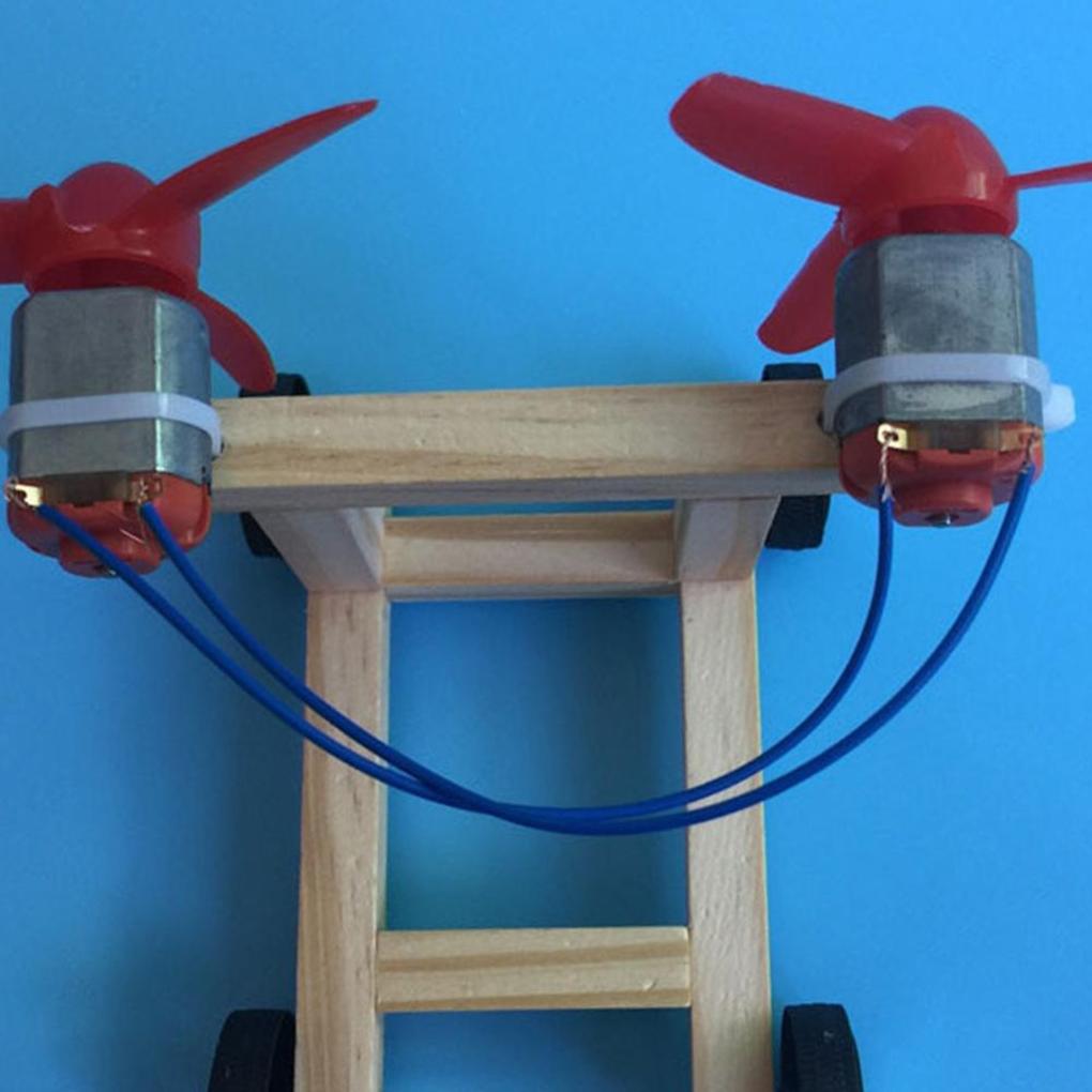 Children DIY Wooden Electric Dual Fan Model Preschool Science Experiments Kindergarten Education Toys