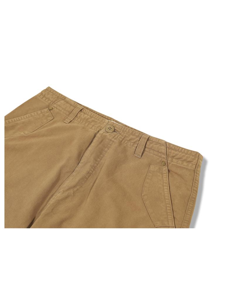 GUBIN Vintage Washed Tail Pocket Cotton Pants - Beige