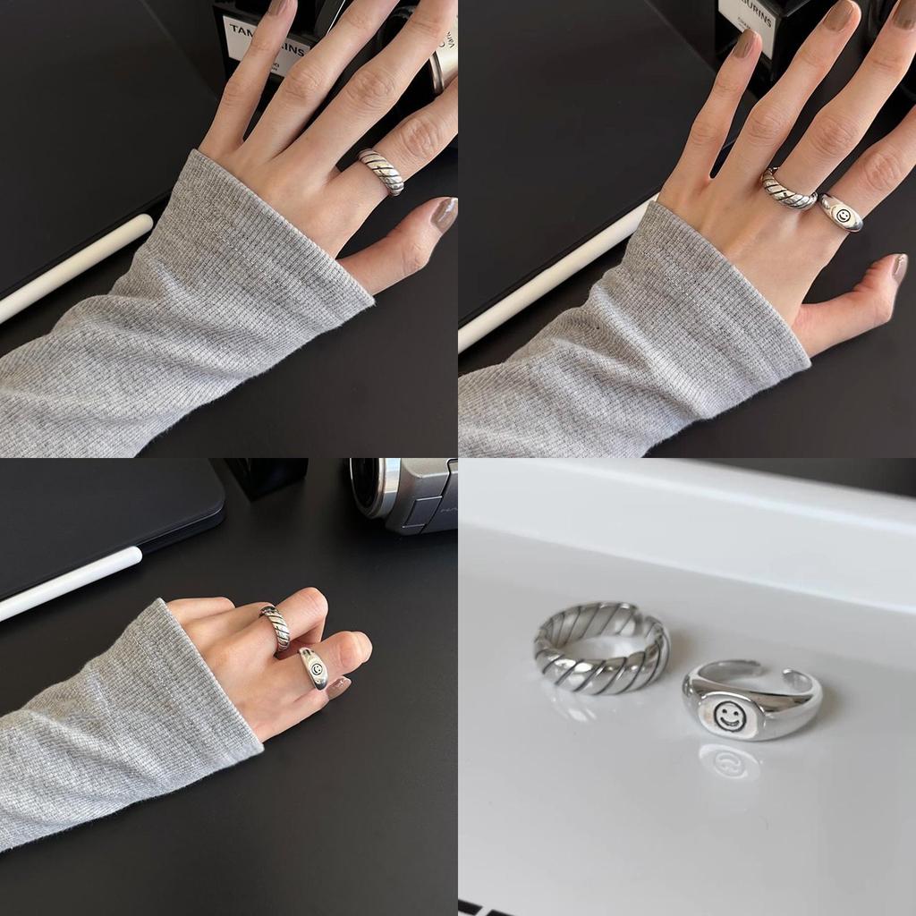 Geometric Open Unique Ring With Playful Smile Face For Fashion Women Forward