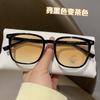 New Xiaohongshu Same Retro Box A Color-Changing Flat Glasses Fashion Trend Men'S And Women'S Anti-Blue Light Myopia Glasses
