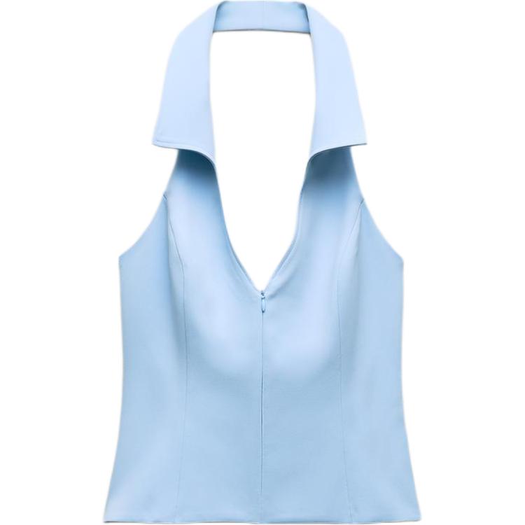 

Zara Однотонный облегающий жилет с халтер-воротником, женский топ, синий 2796777-420 XL