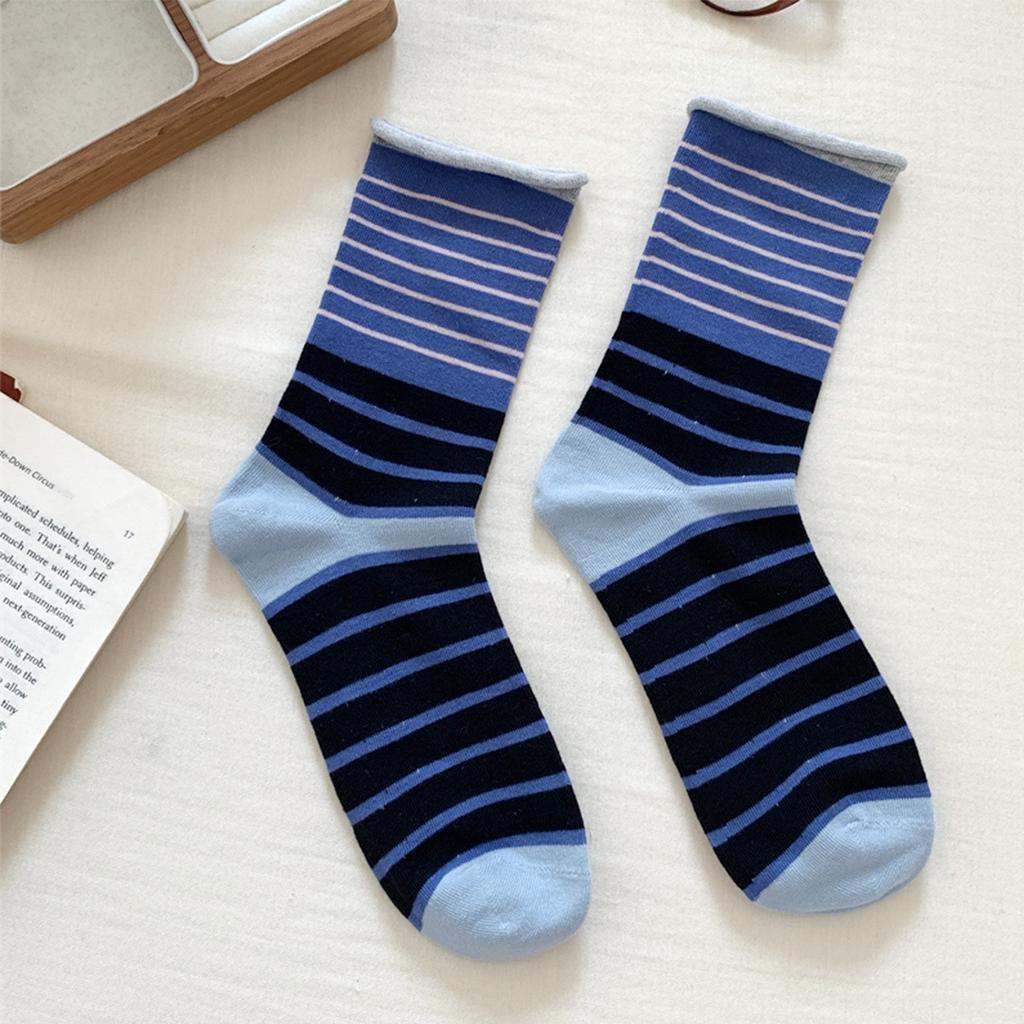 Sock Children's Cotton Summer and Spring Odor-resistant Mid-length Socks with Trendy Stripes, Long Socks, Summer Lightweight Pile-up Socks