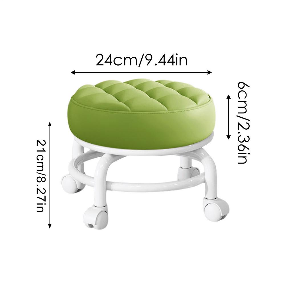 360 Rotating Children Pulley Low Stool Round Rotatable Stool Swivel Stool Household Small Round Stool Rolling Leather RoundSeat зелёный