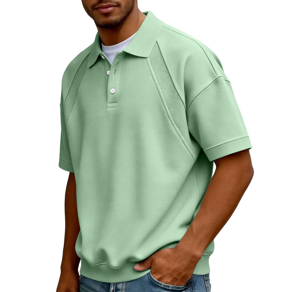 Men's  Collar Buttoned Casual Loose-fitting Pullover Short-sleeved Shirt