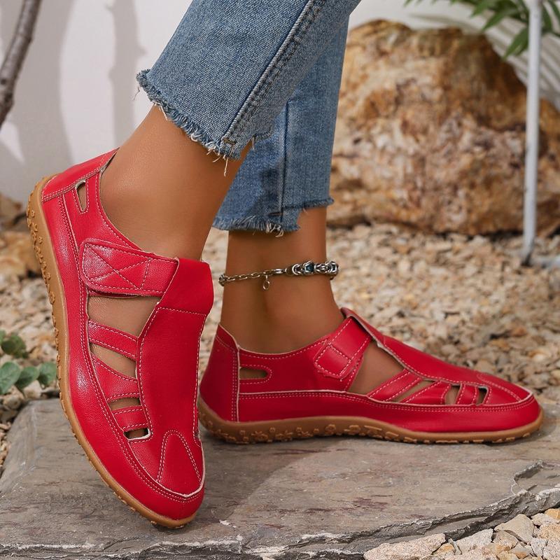 Cross Border Spring and Summer Breathable Hollow Women's Shoes with Toe Caps, Sporty Roman Sandals, Soft Soles, Mom's Hole Casual Shoes