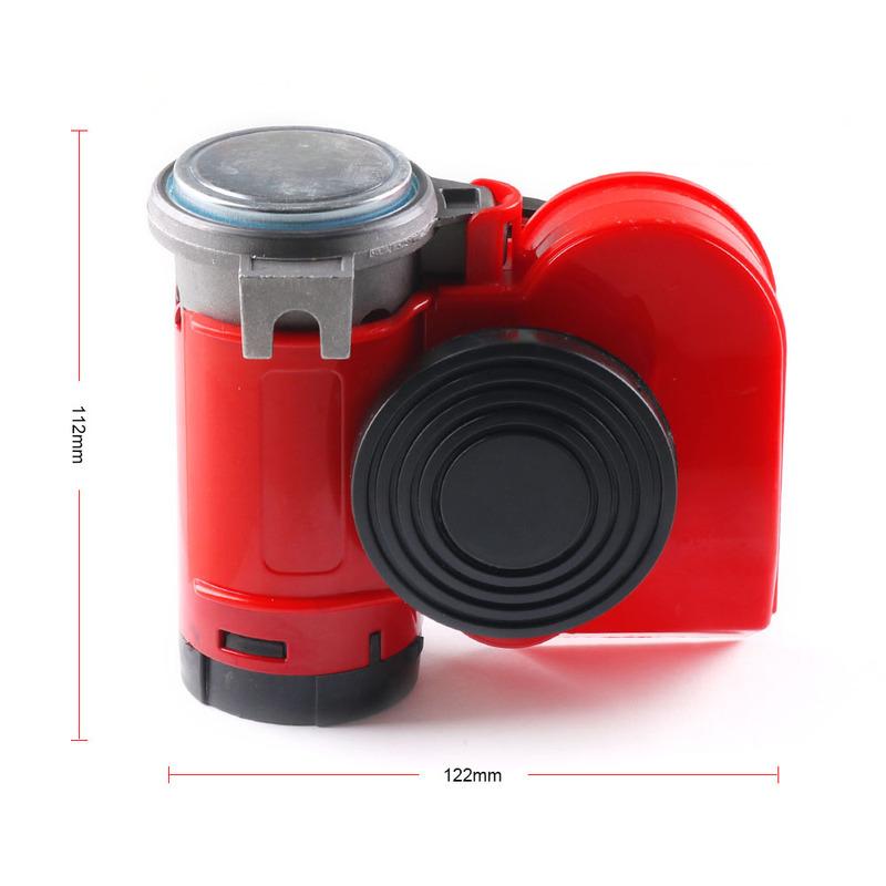 12V 115dB Red Snail Compact Air Horn Air Car Truck Multi-tone & Claxon Horns 450Hz for Cars Vehicles Motorcycle Boat RV