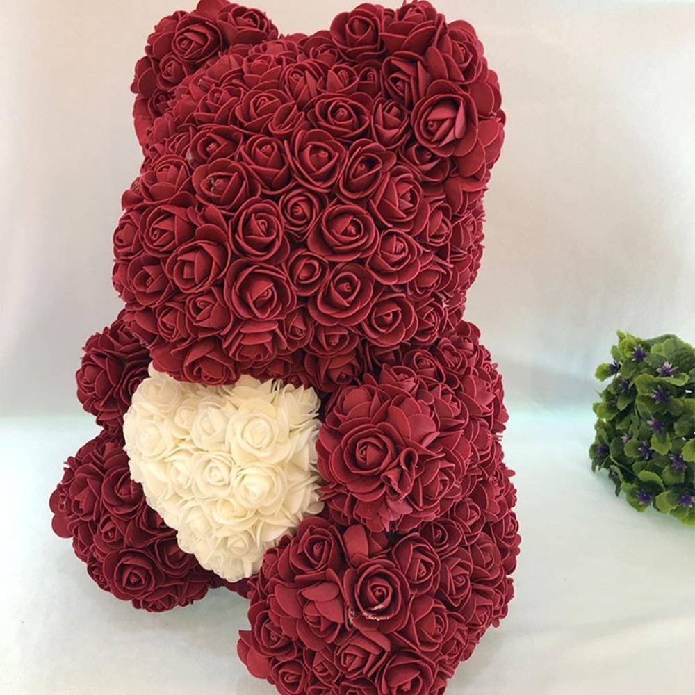 Qixi Festival Valentine's Day Wedding Rose Bear Simulation Floral Fragrance Creative Eternal Flower Hug Bear Gift