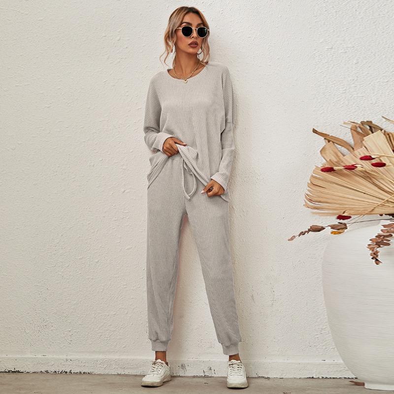 JPNTKY Women's Fashion Casual Long Sleeve O-Neck Pants Suits
