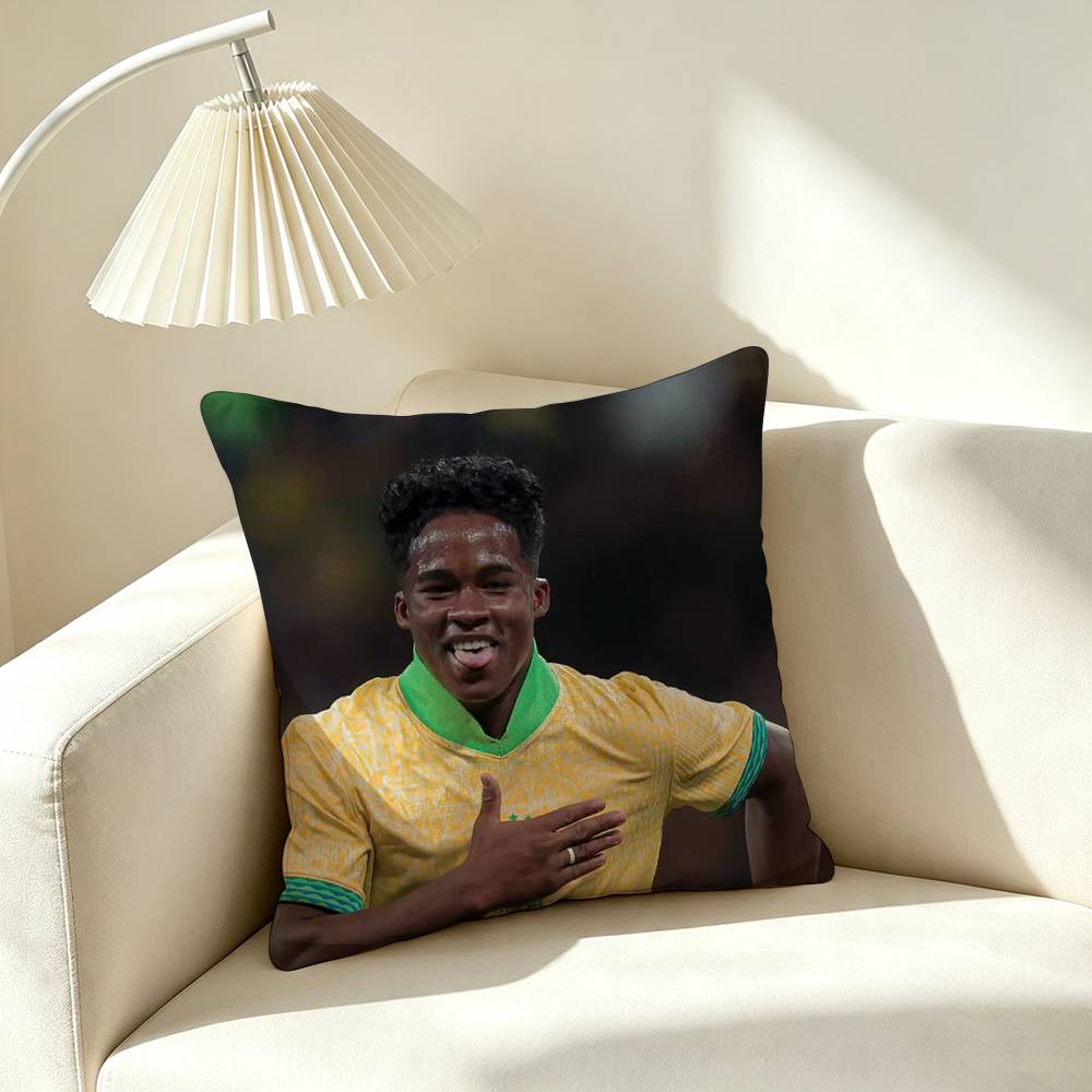 E-Endrick Football Player Square Double-Sided printed Pillow Case Bedroom Bedside Pillow Sofa Cushion Cover