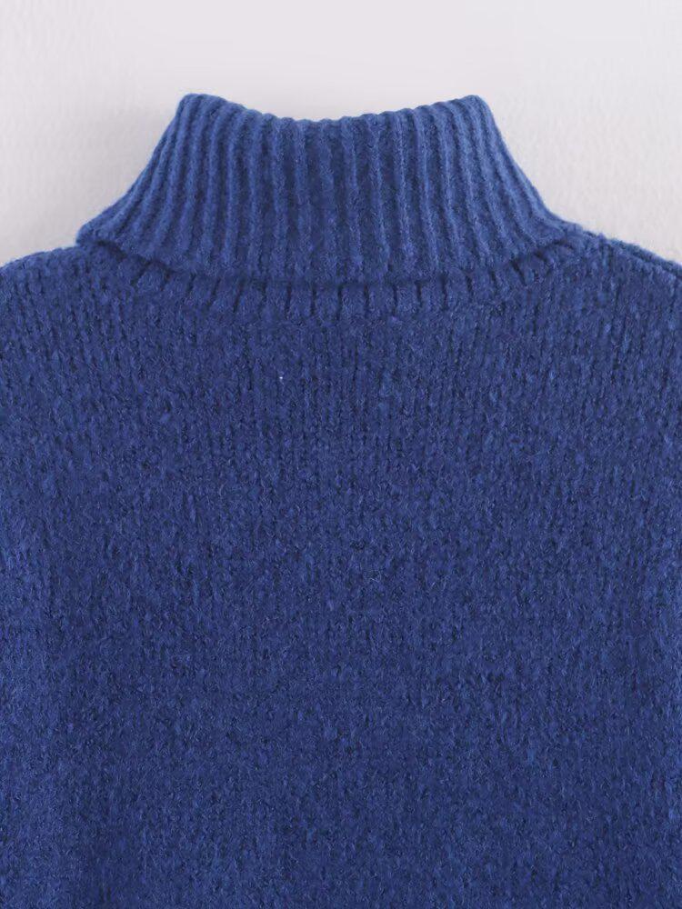 2026 European Spring Women's Long Sleeve Stand Collar Knit Sweater