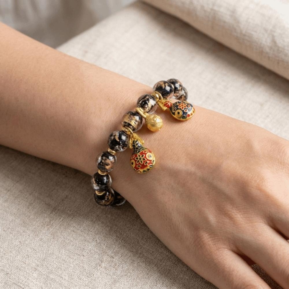 Incense Ash Prayer Bracelet Colorful Enamel Lucky Charm Bracelet Glass Bead Bracelet Men