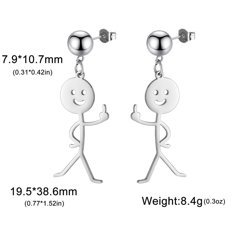 

My Shape Middle Finger Stickman Earrings Funny Doodle Stud Earrings Stainless Steel Earrings Hip Hop Jewelry Valentine s Day