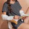 Women's Two-Piece Pajama Set Striped Short-Sleeve Top and Shorts—Casual Outfit-Ready Loungewear Set for Women