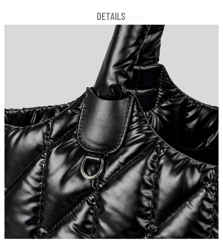 Women's Large Capacity Quilted Nylon Tote Bag for Autumn and Winter