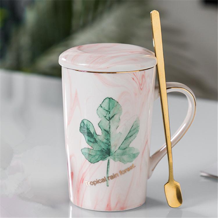 Trendy Japanese Ceramic Coffee Mug with Spoon & Lid – Home Gift Souvenir