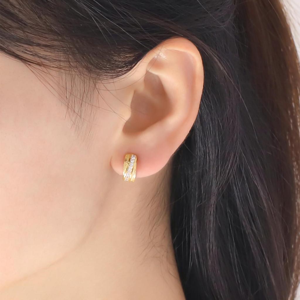 ESTELLE Earrings Silver Yellow Gold Plated Cubic Zirconia [Official] Women's 0776-0065-0000-0000