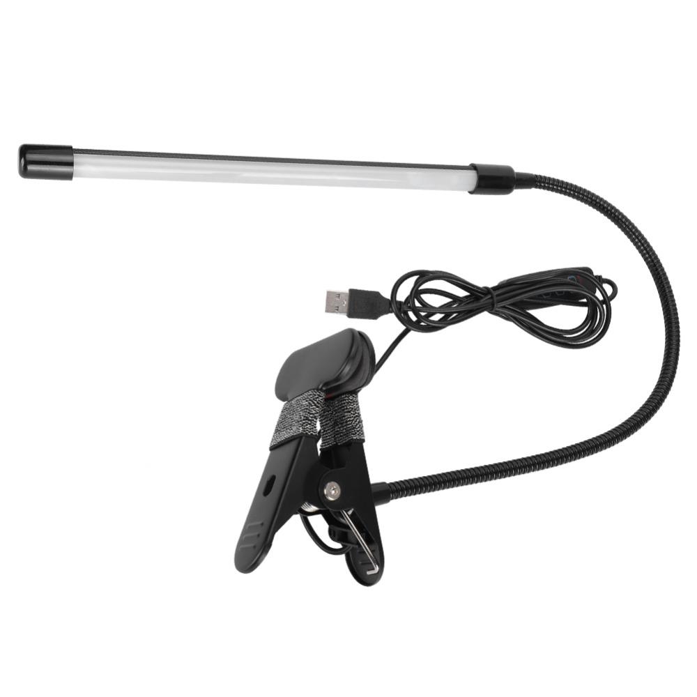 USB Powered LED Table Light Black Desk Lamp Eye-Caring Clip-On LED Light  Manicure