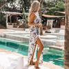 Elegant Women's Flower Print Sleeveless Boho Beach Long Dress For Effortless Style