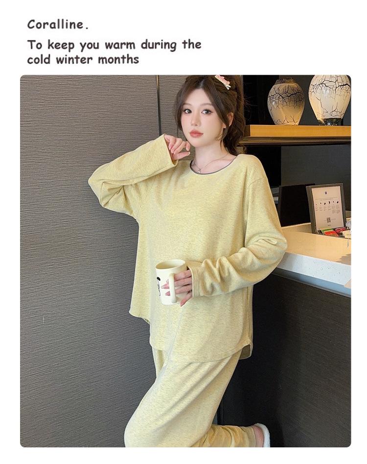 Damen Modal Langarm Pyjama mit Brustpolster - Locker, Schlichte Homewear für Frühling, Herbst, Winter