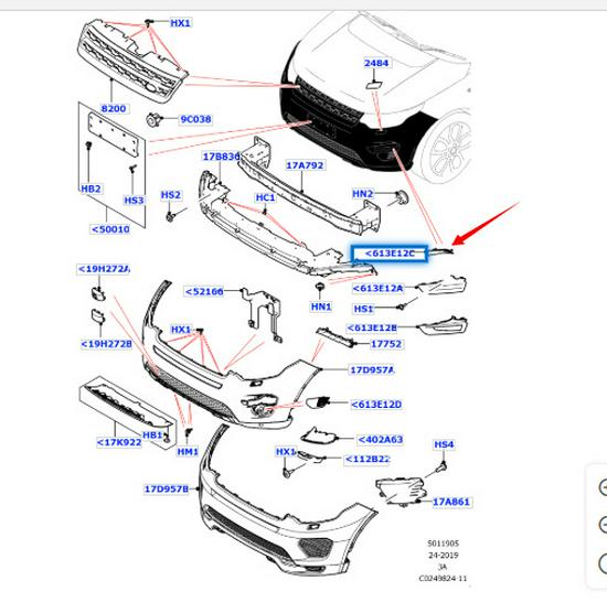 LR061235/LR061230: Zierleiste für Nebelscheinwerfer vorne unten für 2015 Land Rover Discovery Sport.