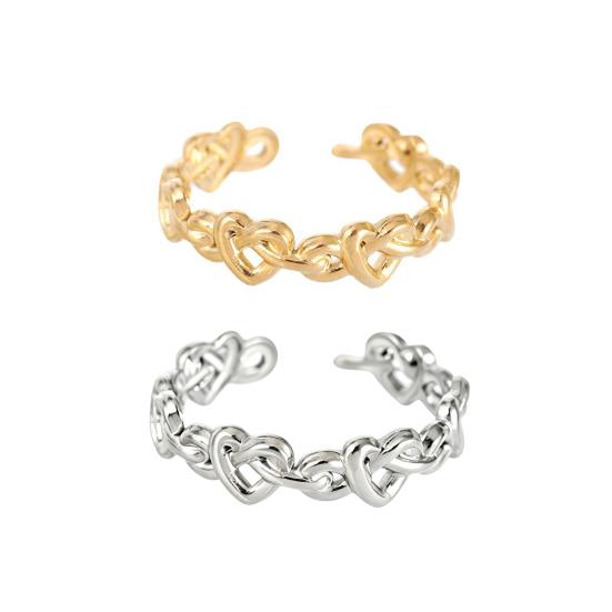 Thumb Ring Hollow Heart Shape Adjustable Opening Design Finger Ring Stainless Steel Finger Band Versatile Jewelry Gift