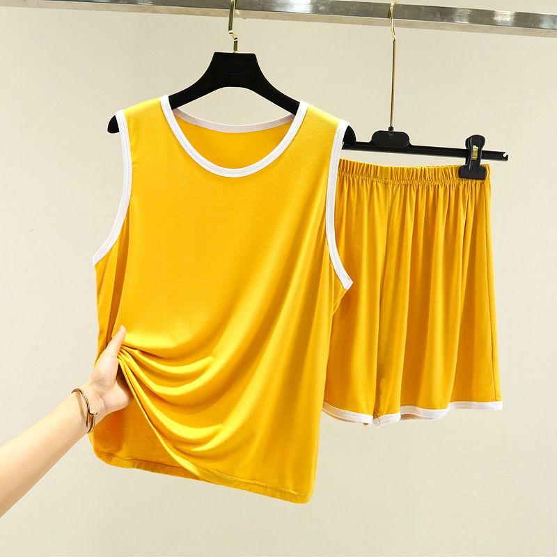 

Modal Casual Shorts Thin Home Pajamas Vest Yellow 2XL (70.00 kg-80.00 kg recommended