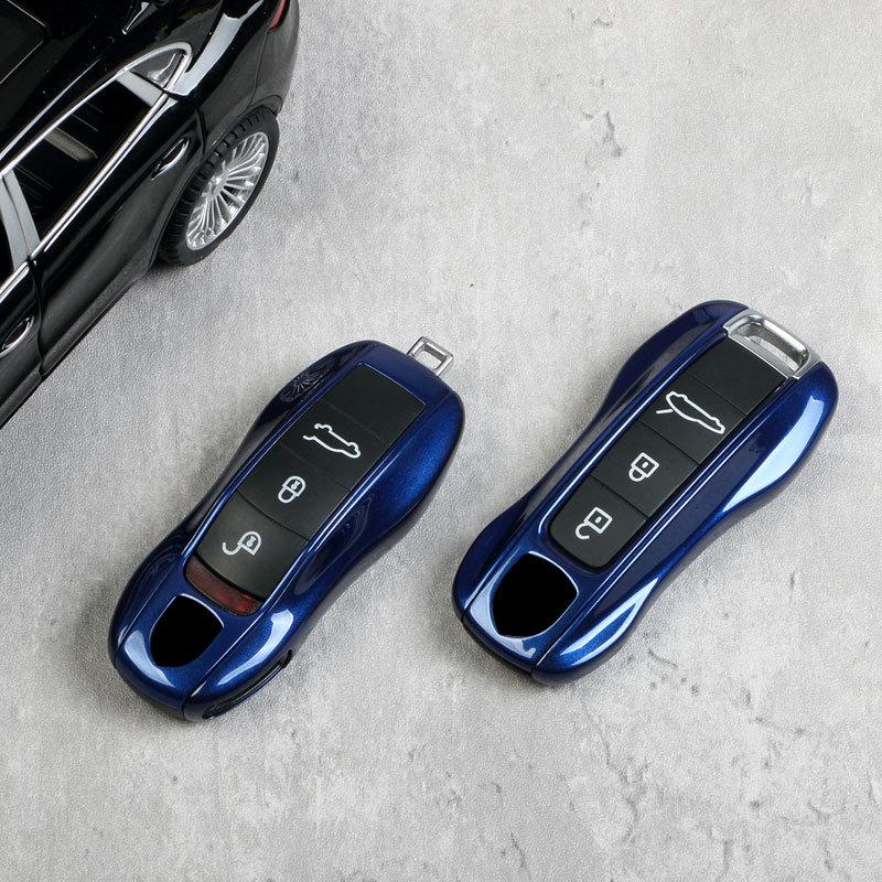 Key Shell for Porsche In Gentian Blue: Fits Cayenne, Macan, 718, Panamera, 911