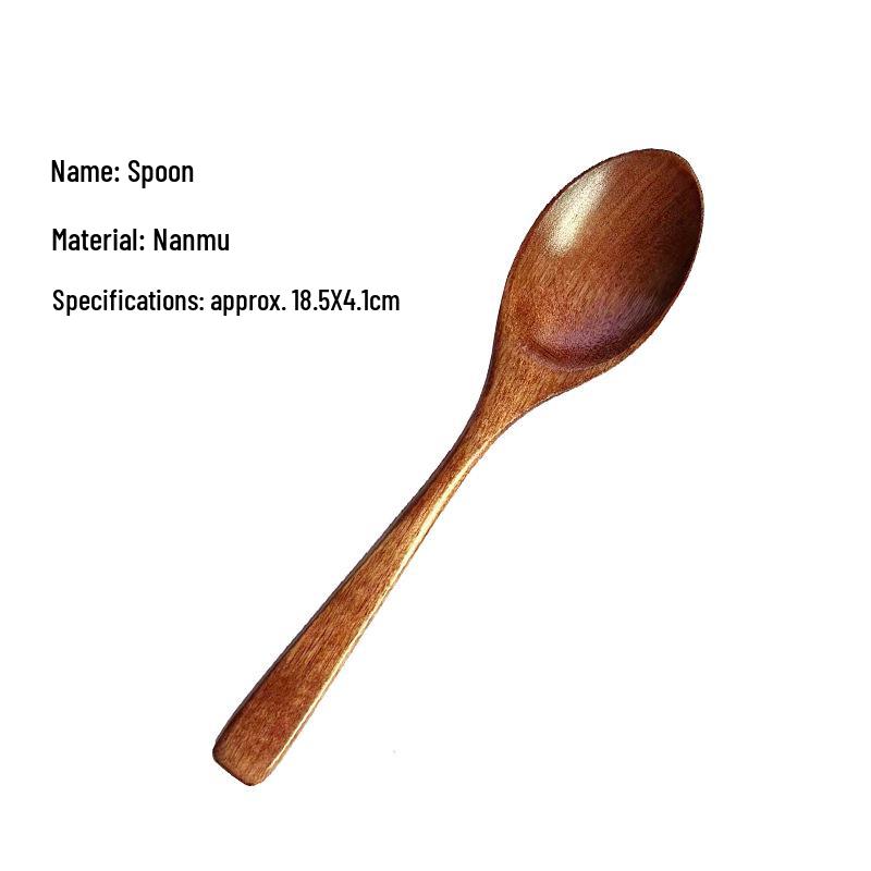 Camphor Wood Multi-Purpose Spoon Set: Coffee, Milk Tea, Honey, Dessert, Soup & Fork for Adults and Children.