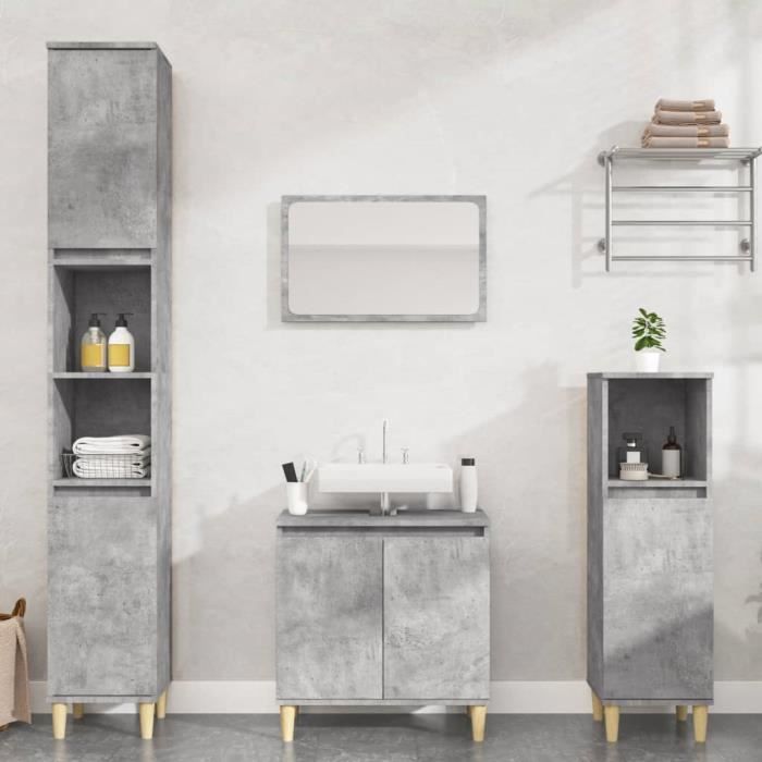 VidaXL Ensemble de meubles de salle de bain 3 pcs gris béton 3185585