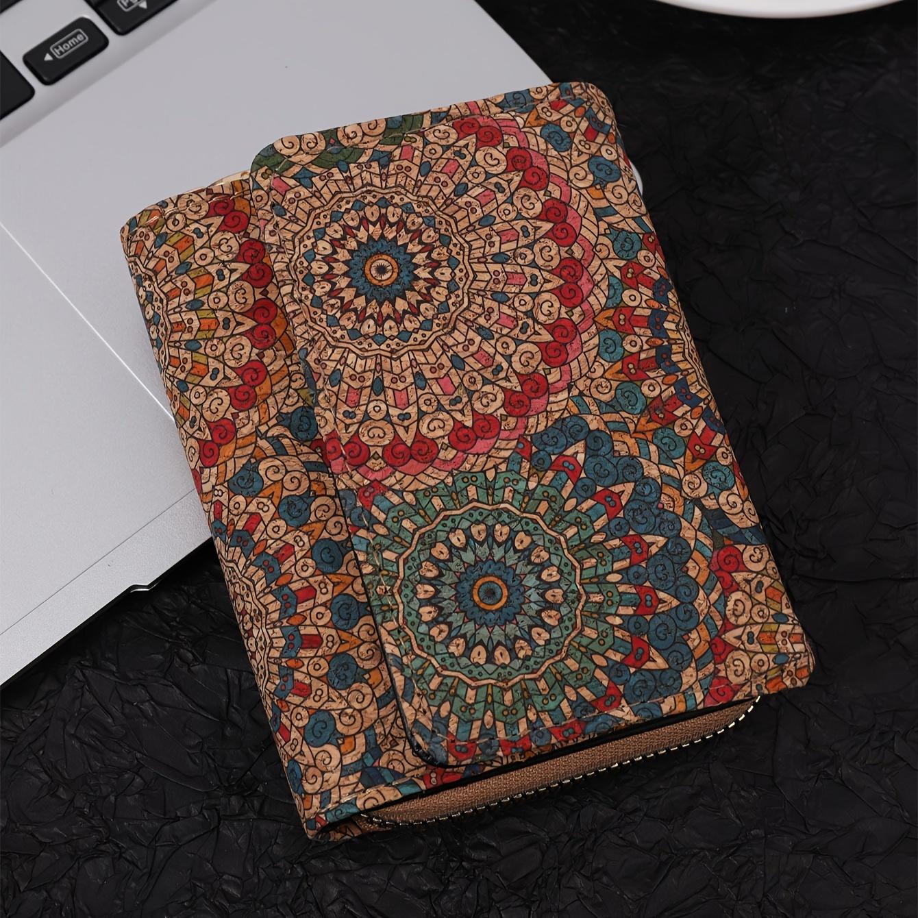 Короткий кошелек с цветочным узором в стиле ретро клатч в этническом стиле сумка для мобильного телефона складной кошелек для монет с отделениями для карт 1090₽