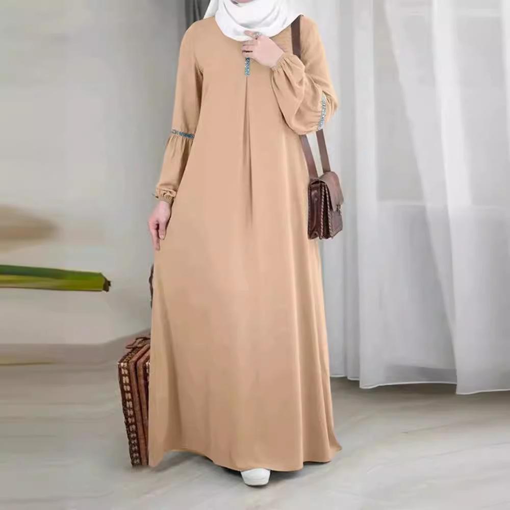 YYFS Dámská móda Podzim Zima Jednobarevný Potisk Dlouhý Rukáv O-Výstřih Ležérní Šaty