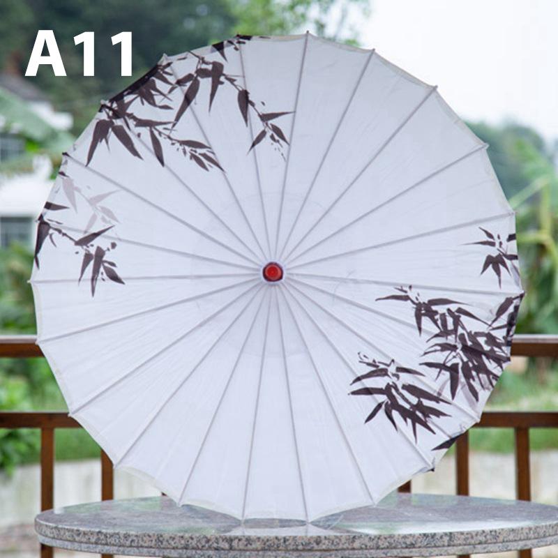 Шелковый тканевый женский зонтик в китайском стиле с вишневым цветом — фото 12